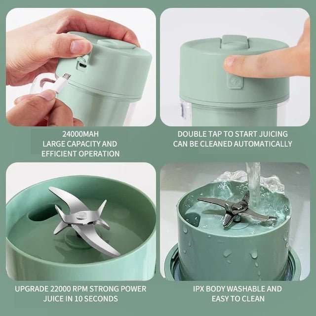 Letzchase 500ML Wireless Juicer Cup Portable Juice Blender Mini Ice Crusher