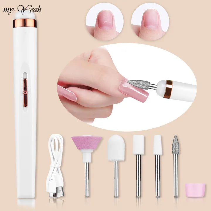 Myyeah Nail Art Drill Machine White and Lightpink 2W， Rosegold-5W, USB Electric