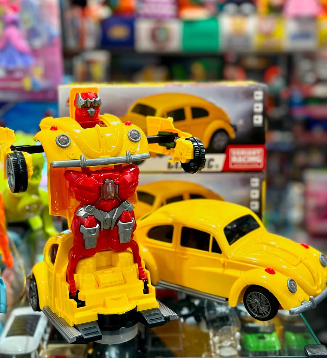 "Transforming Yellow Beetle Car Robot Toy - 2-in-1 Fun for Kid"