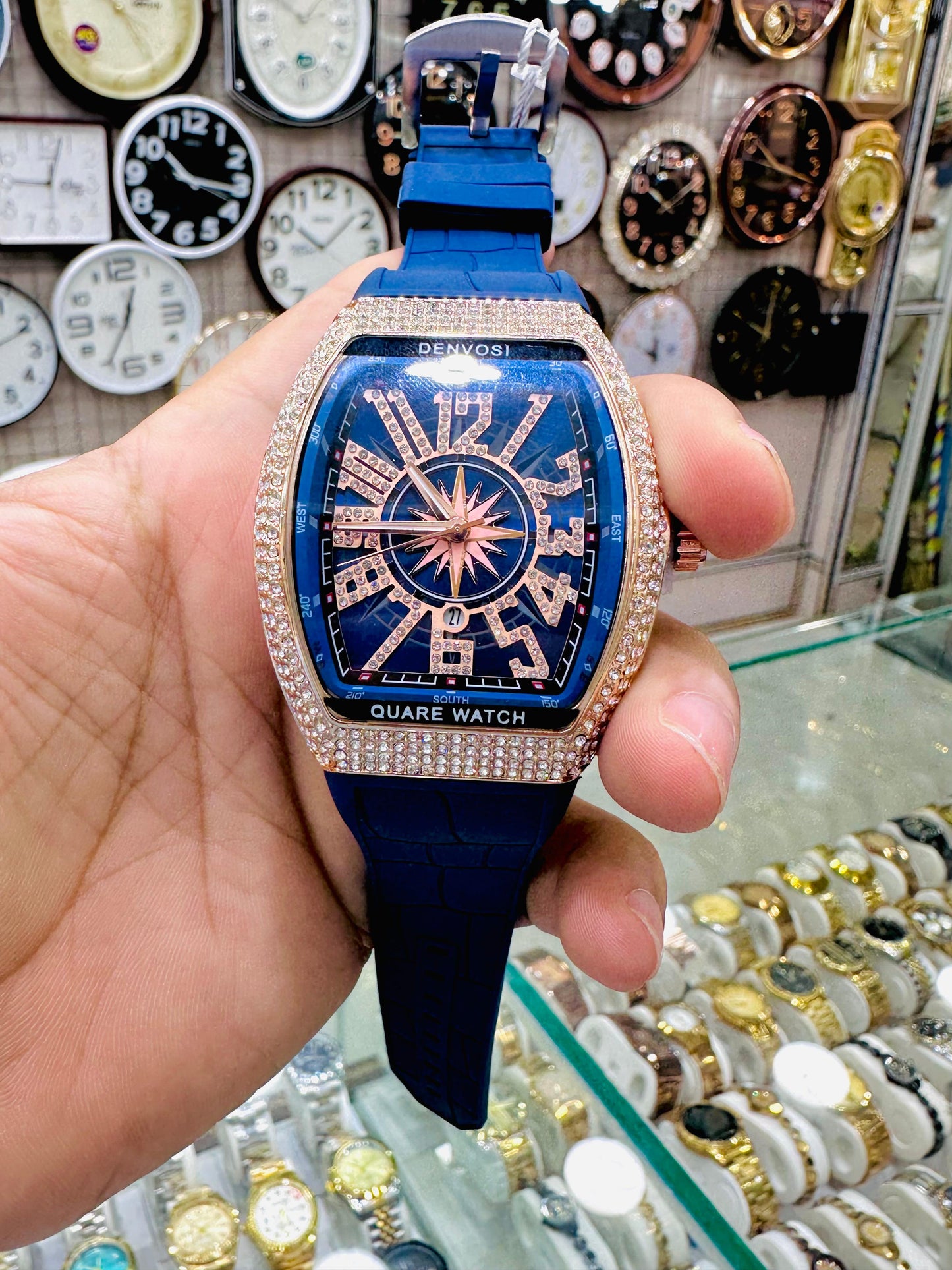 DENVOSI Luxury Diamond Bezel Men's Quare Watch – Bold & Stylish Timepiece"
