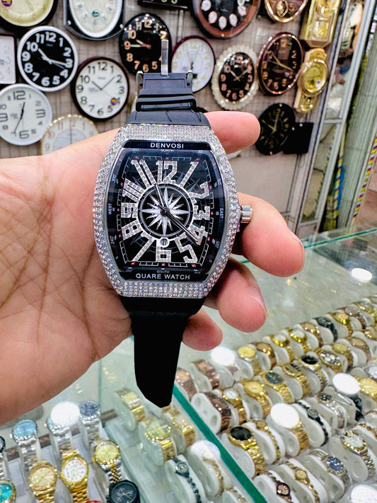 DENVOSI Luxury Diamond Bezel Men's Quare Watch – Bold & Stylish Timepiece"